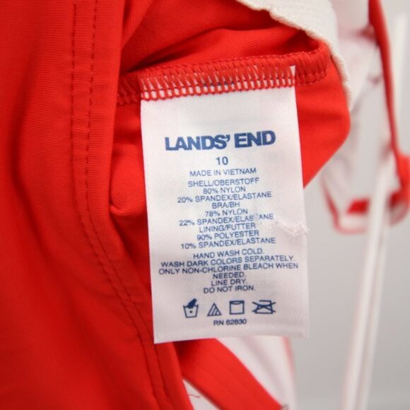Lands' End Red Orange Scoop Neck Swim Tankini Top Size 10 NWOT Underwire - Picture 6 of 8